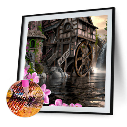 Waterwheel Scenery - Full Round Drill Diamond Painting 40*40CM