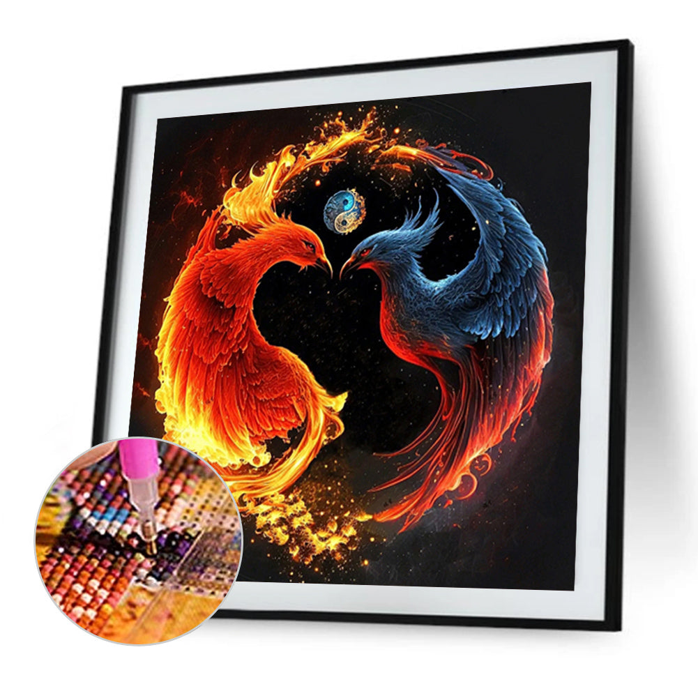 Phoenix Yin And Yang Diagram - Full Round Drill Diamond Painting 30*30CM