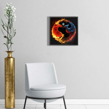 Phoenix Yin And Yang Diagram - Full Round Drill Diamond Painting 30*30CM