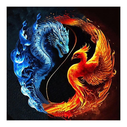 Dragon And Phoenix Yin And Yang - Full Round Drill Diamond Painting 30*30CM