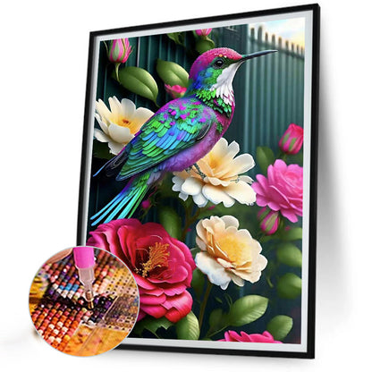 Hummingbird Rose Flower - Full Round Drill Diamond Painting 30*40CM