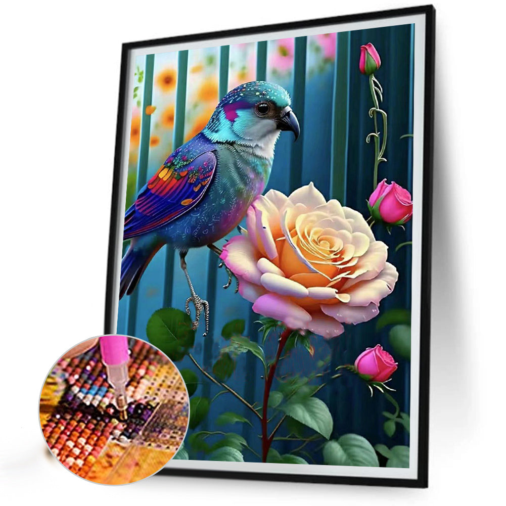 Hummingbird Rose Flower - Full Round Drill Diamond Painting 30*40CM
