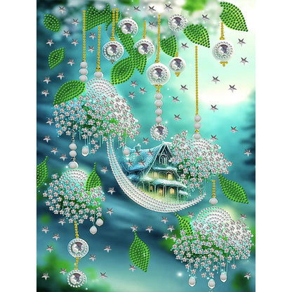 Green Leaf Water Drop Microcosm - Special Shaped Drill Diamond Painting 30*40CM