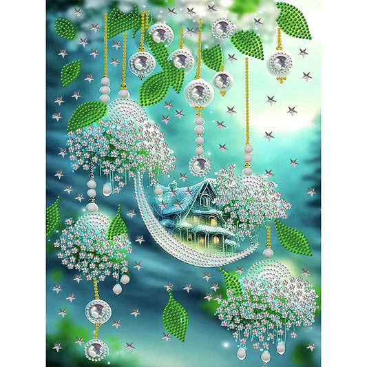 Green Leaf Water Drop Microcosm - Special Shaped Drill Diamond Painting 30*40CM