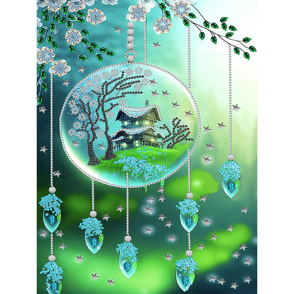 Green Leaf Water Drop Microcosm - Special Shaped Drill Diamond Painting 30*40CM