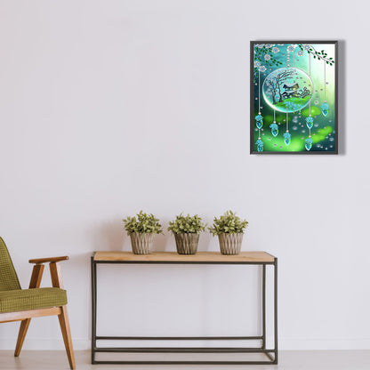 Green Leaf Water Drop Microcosm - Special Shaped Drill Diamond Painting 30*40CM