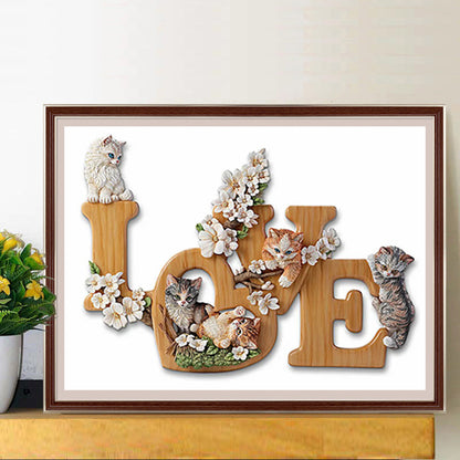 Love Kitty - Full Round Drill Diamond Painting 40*30CM