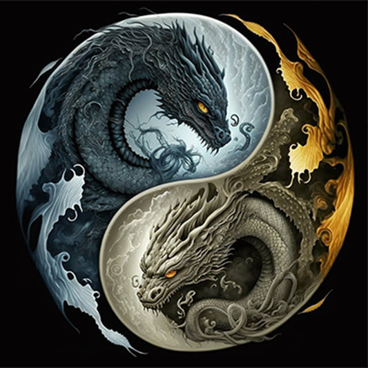 Dragon Yin Yang Diagram - Full Round Drill Diamond Painting 30*30CM