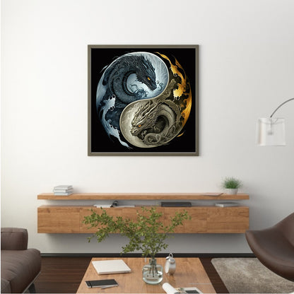 Dragon Yin Yang Diagram - Full Round Drill Diamond Painting 30*30CM