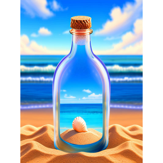 Beach Drift Bottle - Full Round Drill Diamond Painting 30*40CM