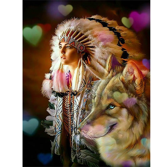Tribal Beauty And The Beast - Full Round Drill Diamond Painting 40*50CM