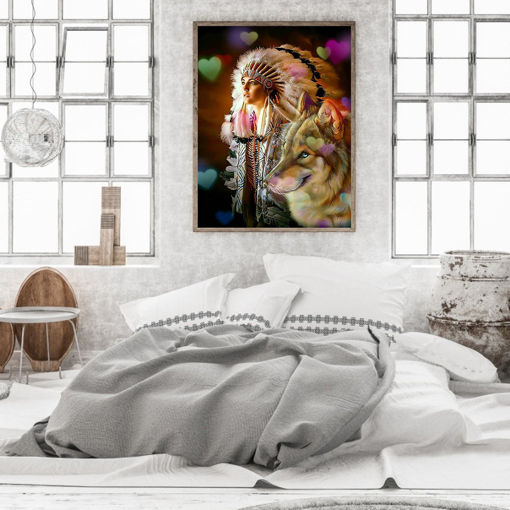 Tribal Beauty And The Beast - Full Round Drill Diamond Painting 40*50CM