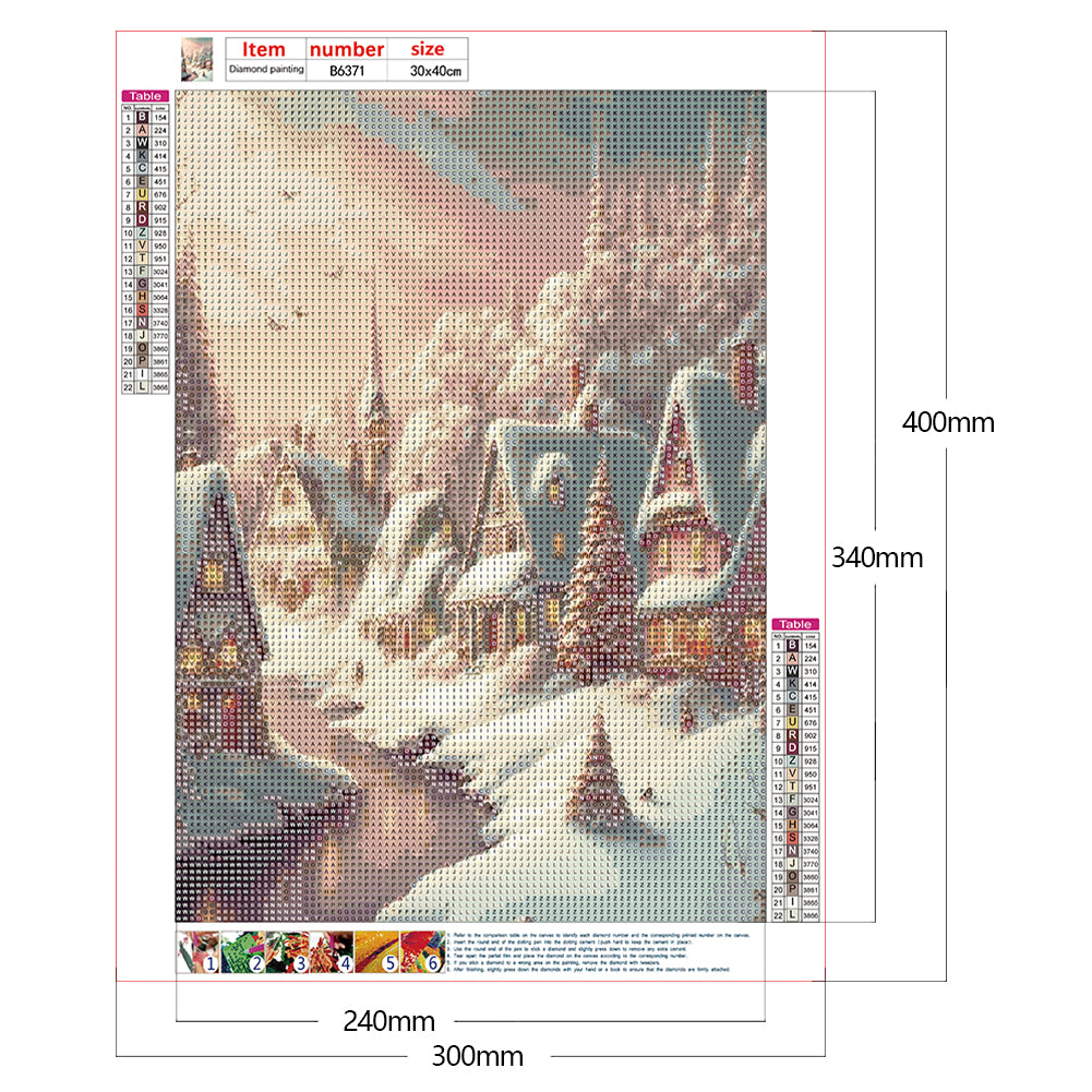Pink Snowflake Castle - Full Round Drill Diamond Painting 30*40CM