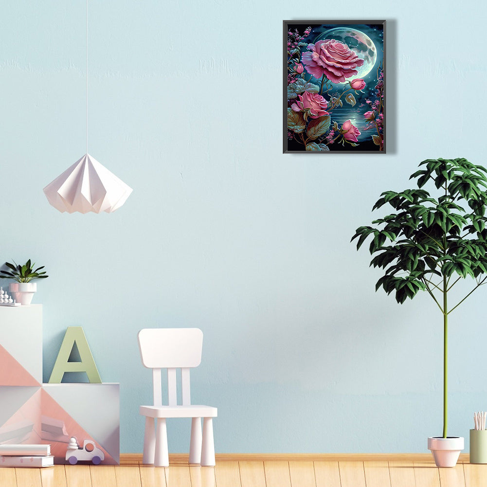 Moonlight Rose - Full Round Drill Diamond Painting 30*40CM