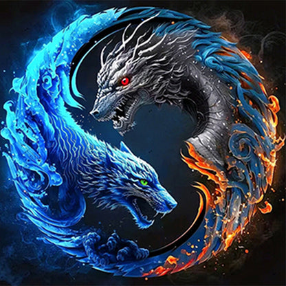 Dragon Yin Yang Diagram - Full Round Drill Diamond Painting 50*50CM
