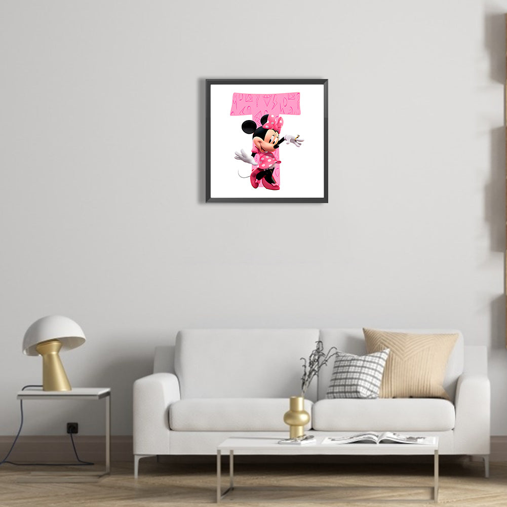 Minnie Letter T - Full Round Drill Diamond Painting 30*30CM