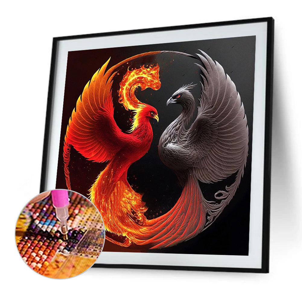 Phoenix Yin And Yang Diagram - Full Round Drill Diamond Painting 30*30CM