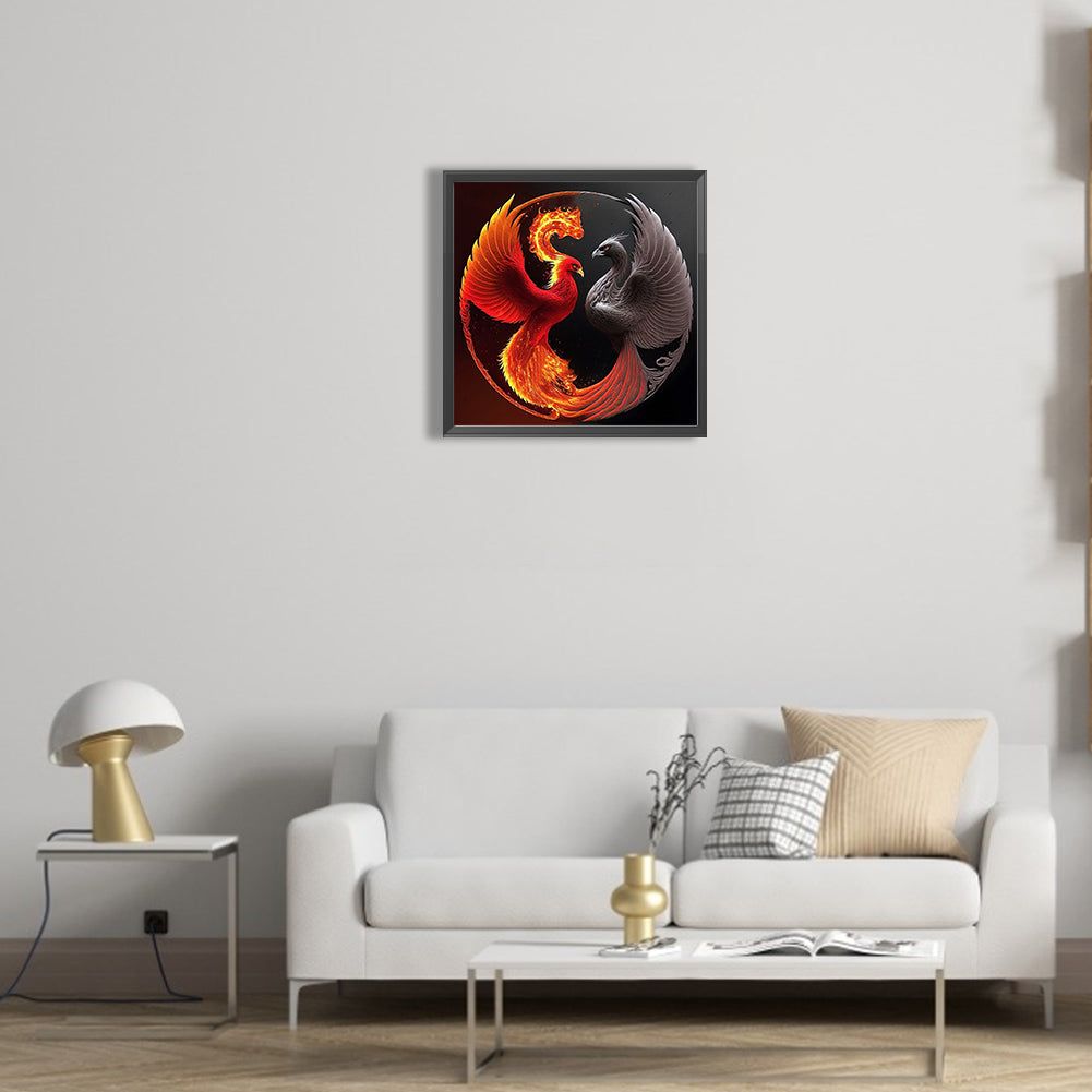 Phoenix Yin And Yang Diagram - Full Round Drill Diamond Painting 30*30CM