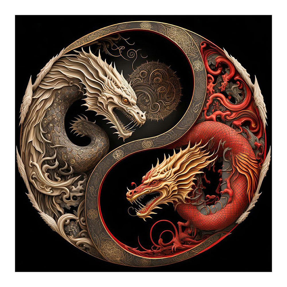 Dragon Yin Yang Diagram - Full Round Drill Diamond Painting 35*35CM