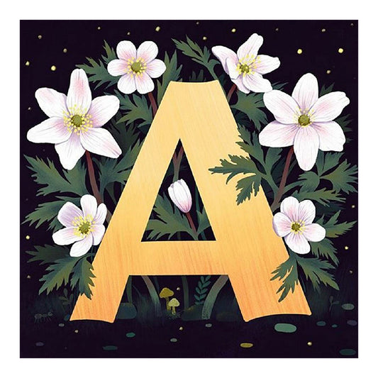 Flower Letter A - Full Round Drill Diamond Painting 40*40CM