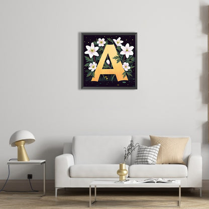Flower Letter A - Full Round Drill Diamond Painting 40*40CM