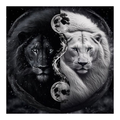 Lion Yin Yang Diagram - Full Round Drill Diamond Painting 50*50CM