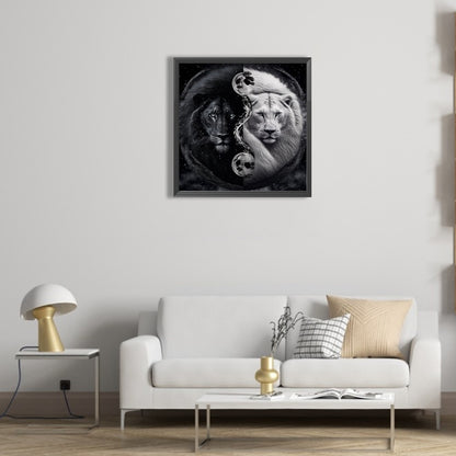 Lion Yin Yang Diagram - Full Round Drill Diamond Painting 50*50CM