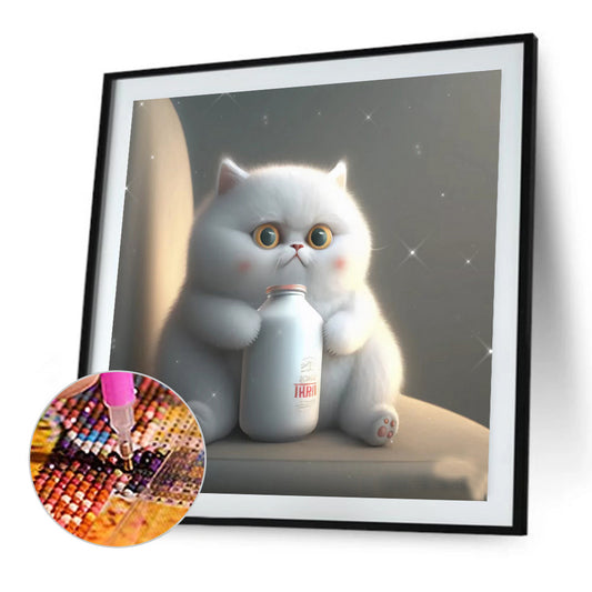 Happy Little Fat Cat - Full Round Drill Diamond Painting 30*30CM