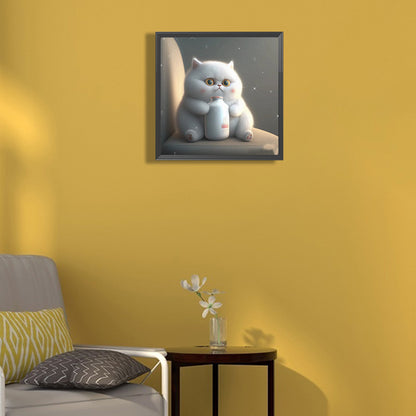 Happy Little Fat Cat - Full Round Drill Diamond Painting 30*30CM