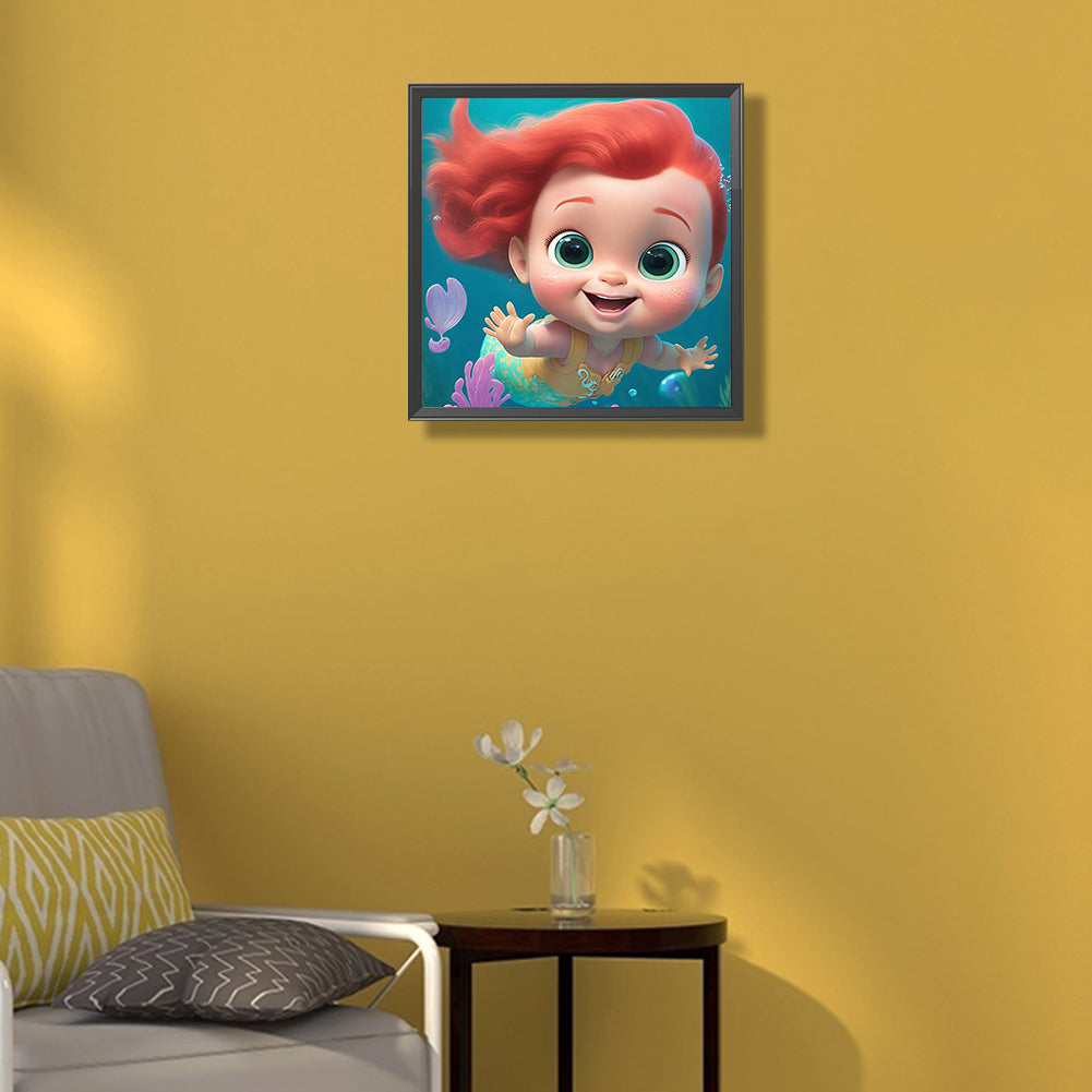 Mermaid Cartoon Version - Full Round Drill Diamond Painting 30*30CM