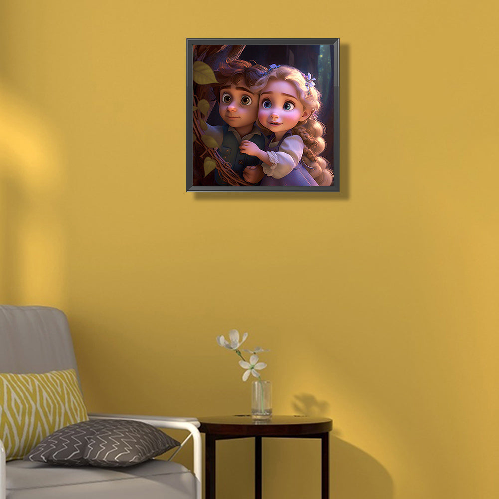 Flynn And Princess Rapunzel Cartoon Version - Full Round Drill Diamond Painting 30*30CM