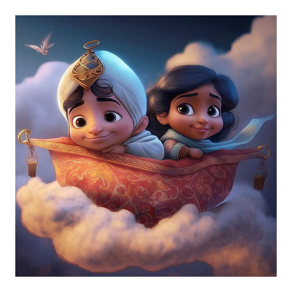 Aladdin And Princess Jasmine Cartoon Version - Full Round Drill Diamond Painting 30*30CM