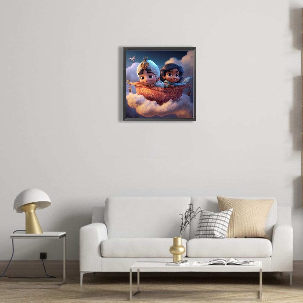 Aladdin And Princess Jasmine Cartoon Version - Full Round Drill Diamond Painting 30*30CM