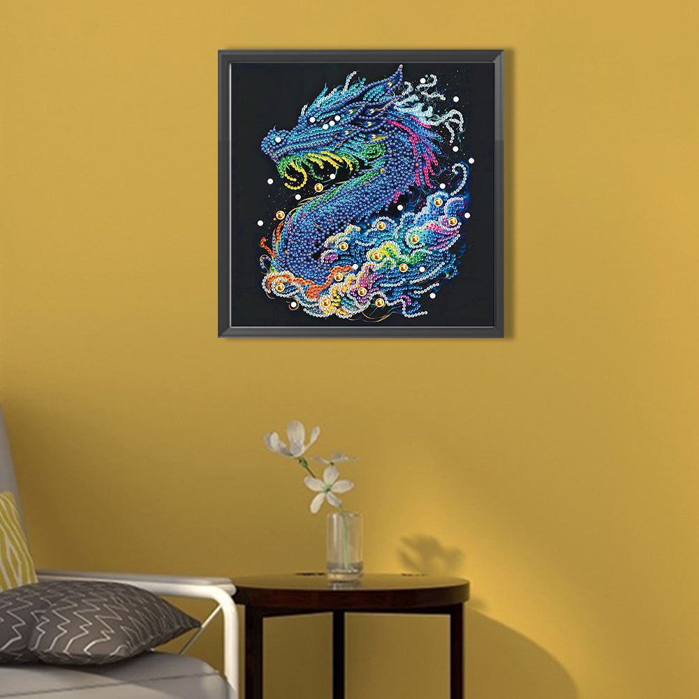 Colorful Chinese Dragon - Special Shaped Drill Diamond Painting 30*30CM