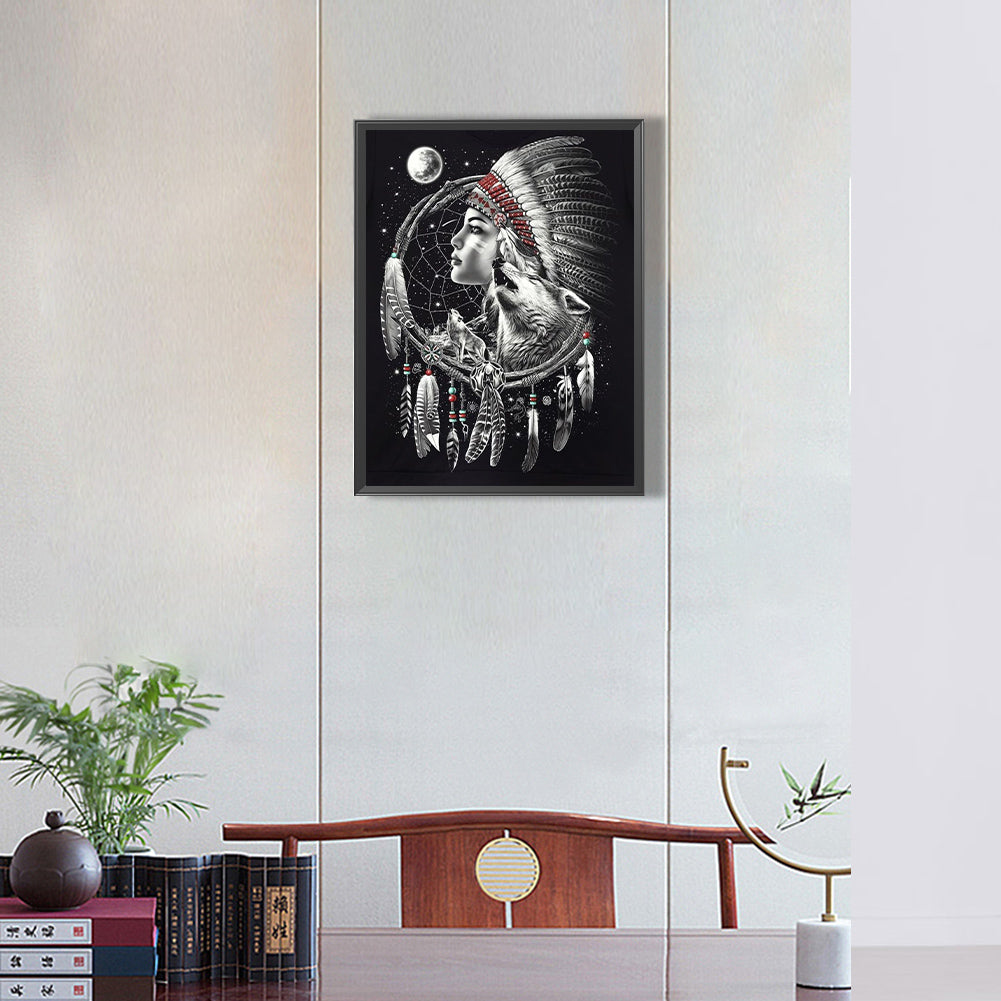 Indians - Full Round Drill Diamond Painting 30*40CM