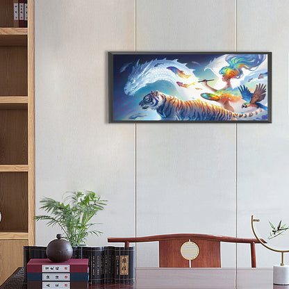 Painted Dragon And Tiger Figure - Full Round Drill Diamond Painting 70*30CM