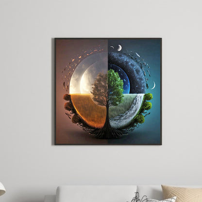 Seasonal Change Chart Of The Sun And The Moon - Full Round Drill Diamond Painting 40*40CM