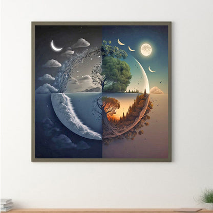 Seasonal Change Chart Of The Sun And The Moon - Full Round Drill Diamond Painting 40*40CM