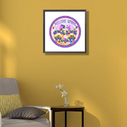 Welcome Spring Gnome-O645*45cm(canvas) full-round drill diamond painting