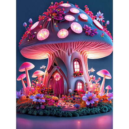 Dream Mushroom House 30*40Ccm(canvas) full round drill diamond painting