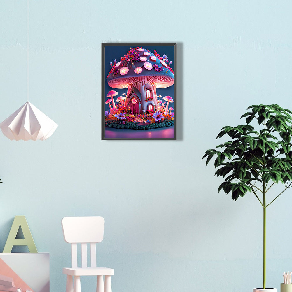 Dream Mushroom House 30*40Ccm(canvas) full round drill diamond painting