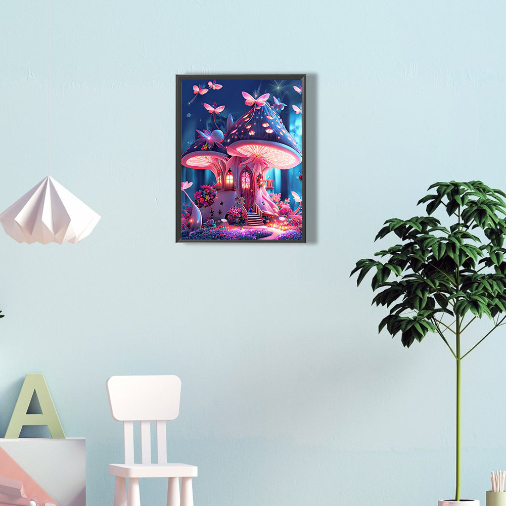 Dream Mushroom House 30*40Ccm(canvas) full round drill diamond painting