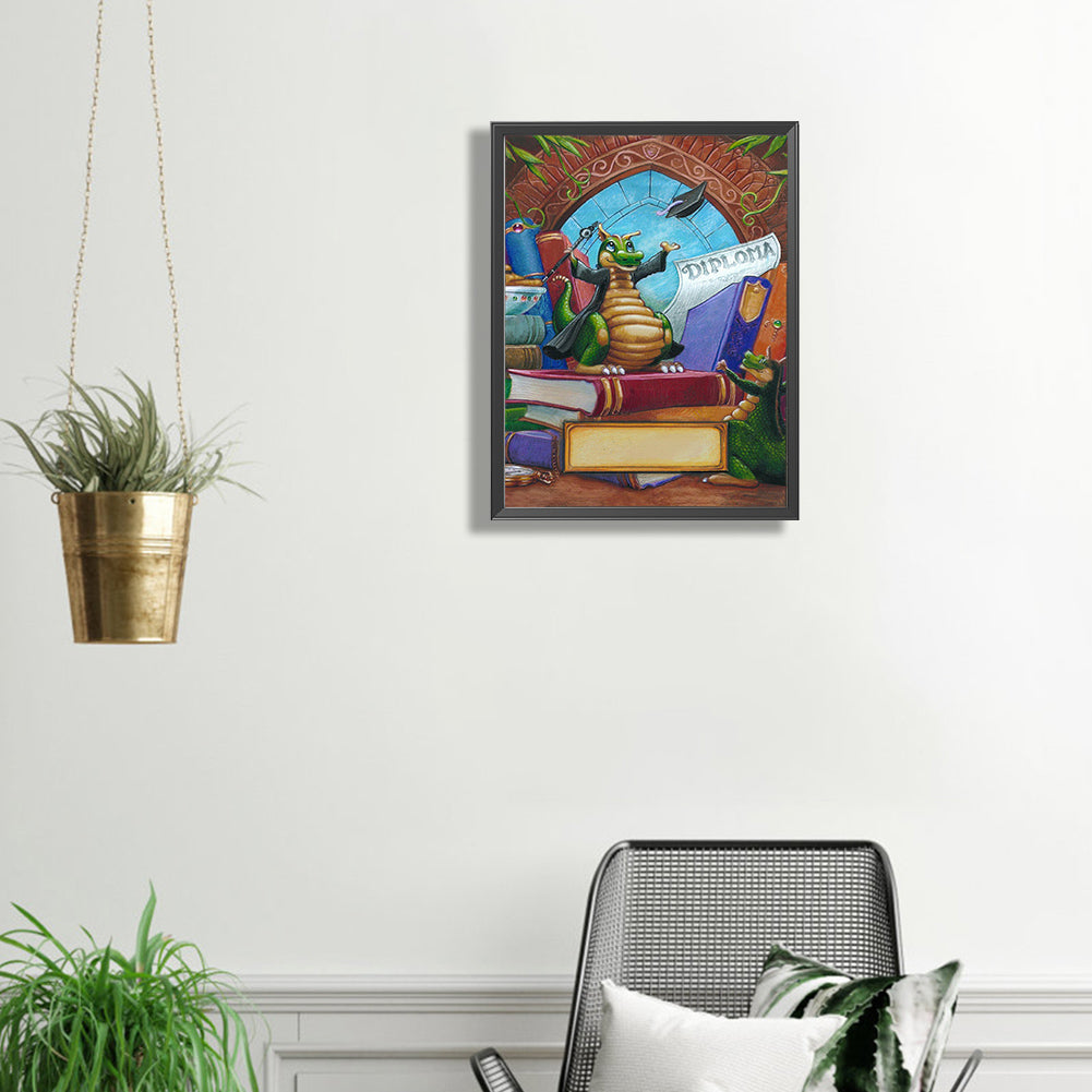 Little Green Dinosaur - Full Square Drill Diamond Painting 30*40CM