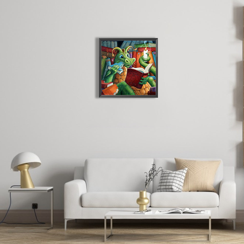 Dinosaur Who Loves To Learn-O630*30cm(canvas) full-round drill diamond painting