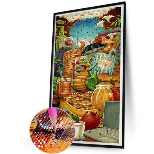 Fun Little Dinosaur-O630*50cm(canvas) full-round drill diamond painting