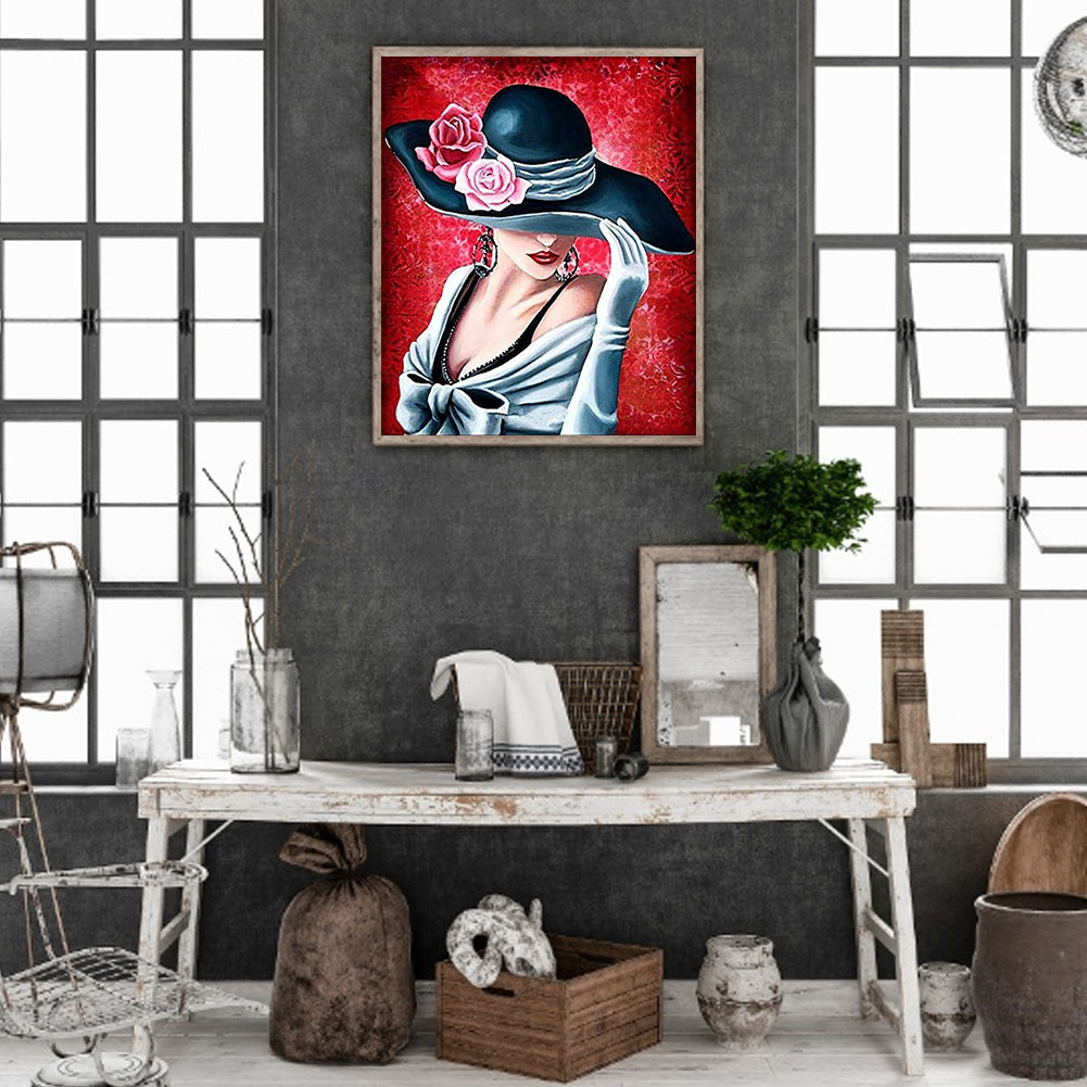 Elegant Lady 45*50Ccm(canvas) full round drill diamond painting