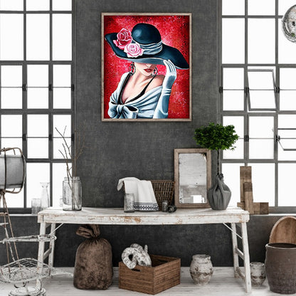 Elegant Lady 45*50Ccm(canvas) full round drill diamond painting
