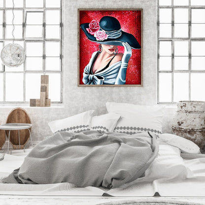 Elegant Lady 45*50Ccm(canvas) full round drill diamond painting