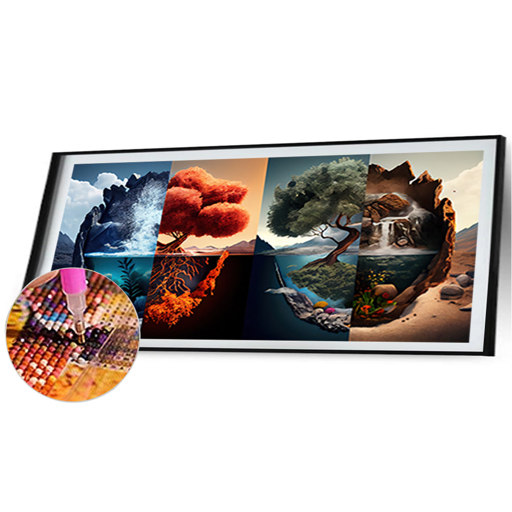 Four Seasons Of Yin And Yang 80*40Ccm(canvas) full round drill diamond painting