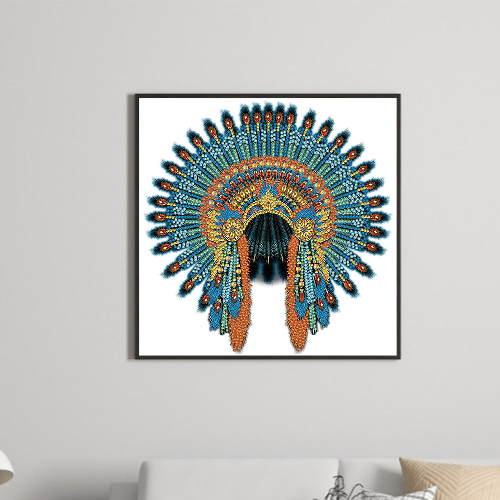 Native American War Hat-O630*30cm(canvas) -special shaped drill diamond painting
